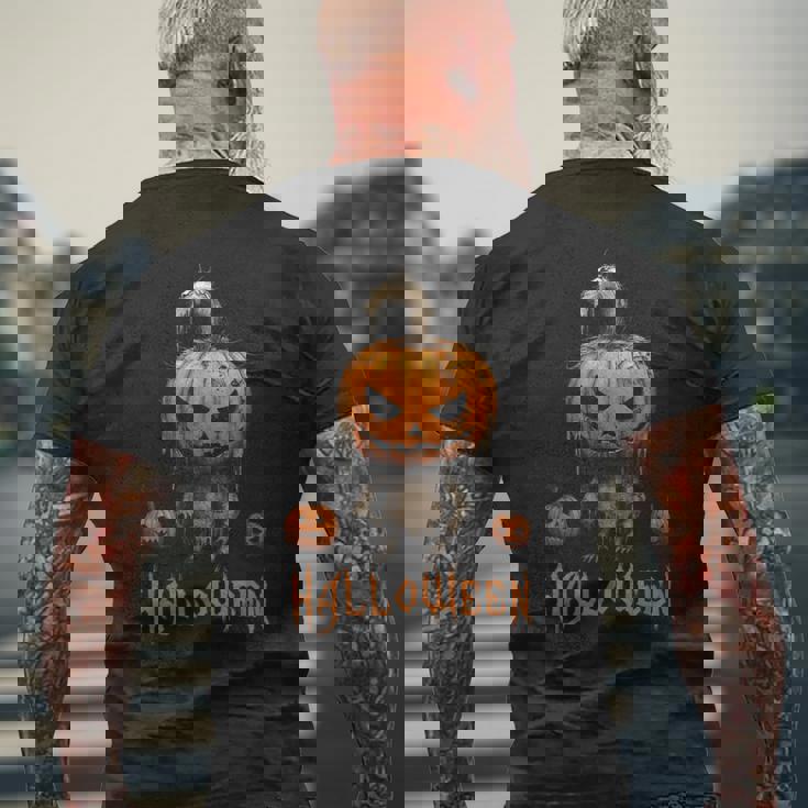 ハロウィン不気味なパンプキンシャツ メンズTシャツ バックプリント 高齢者への贈り物