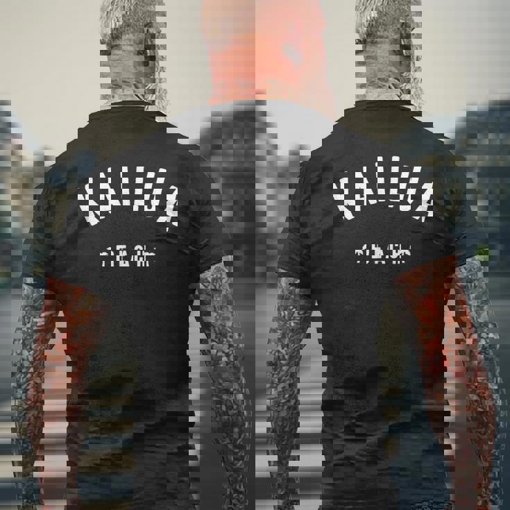 ハワイ カイルア ビーチ ヤシの木 メンズTシャツ バックプリント 高齢者への贈り物