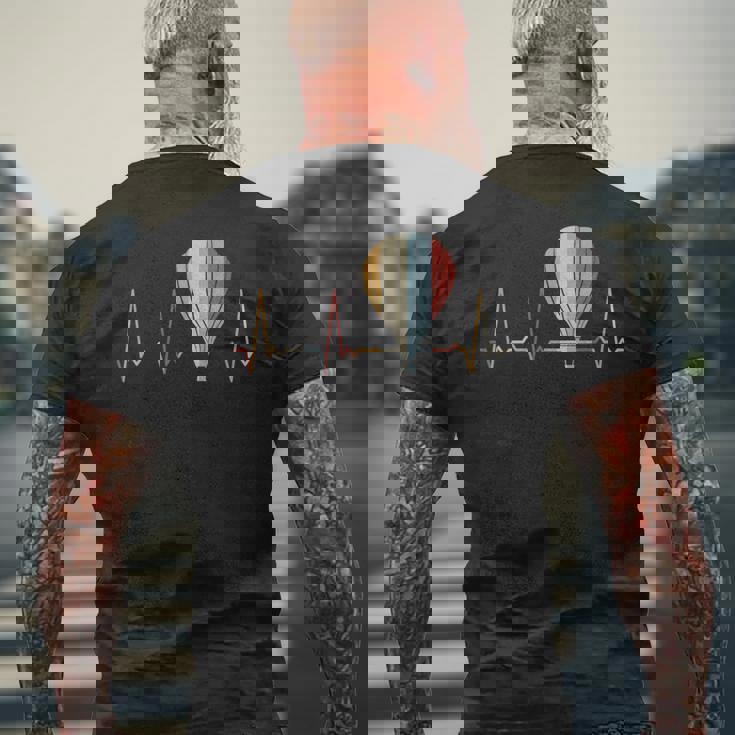 ハートビート熱気球 メンズTシャツ バックプリント 高齢者への贈り物