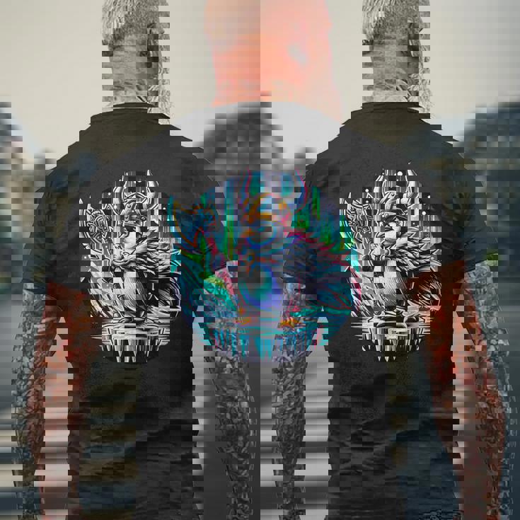 バイキング ペンギン ヘルメット 斧 ポーラーライト メンズTシャツ バックプリント 高齢者への贈り物