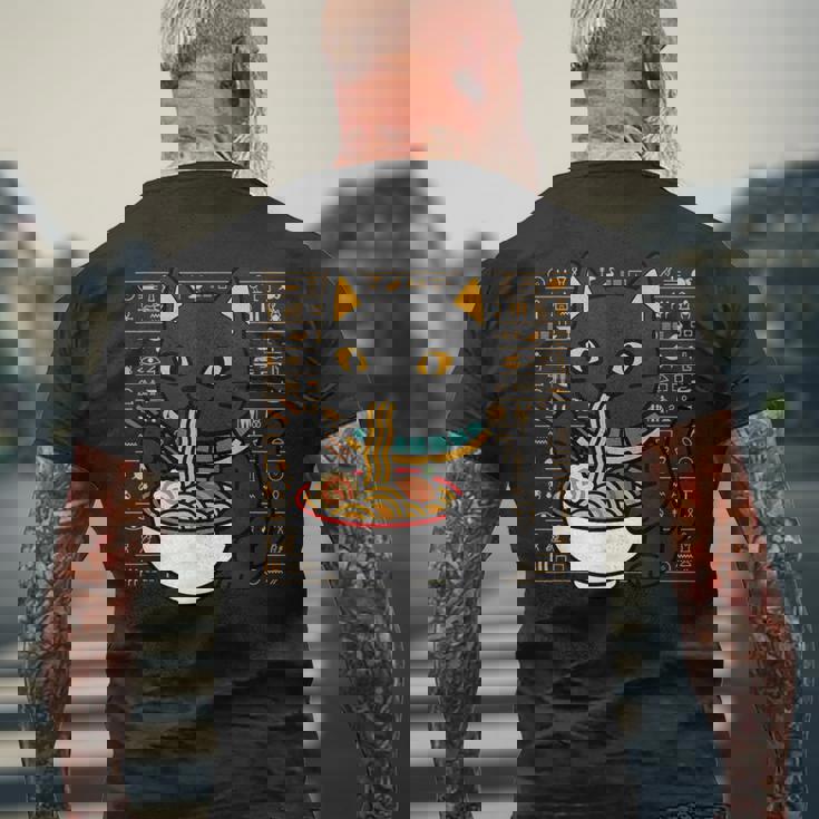 バストキャット ラーメン エジプト エジプト神話 女神バステット メンズTシャツ バックプリント 高齢者への贈り物