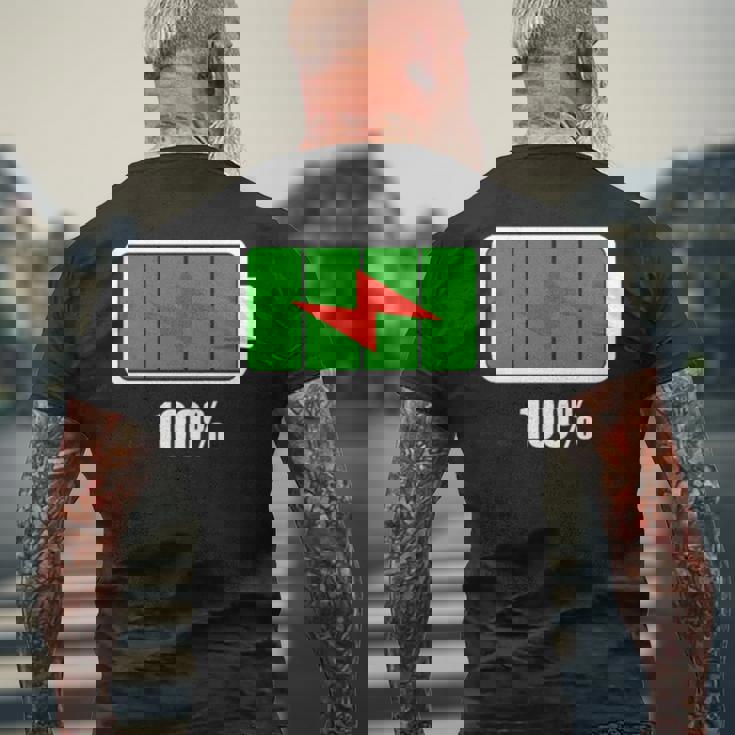 バッテリー100シャツ残量バッテリーフルパワーバッテリーフル。 長袖tシャツ メンズTシャツ バックプリント 高齢者への贈り物