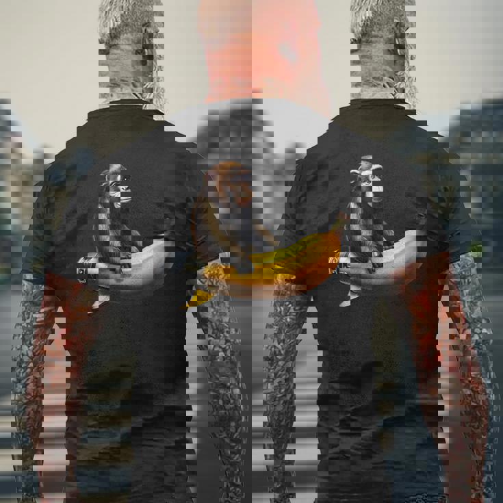 バナナロケットの宇宙飛行士猿 メンズTシャツ バックプリント 高齢者への贈り物