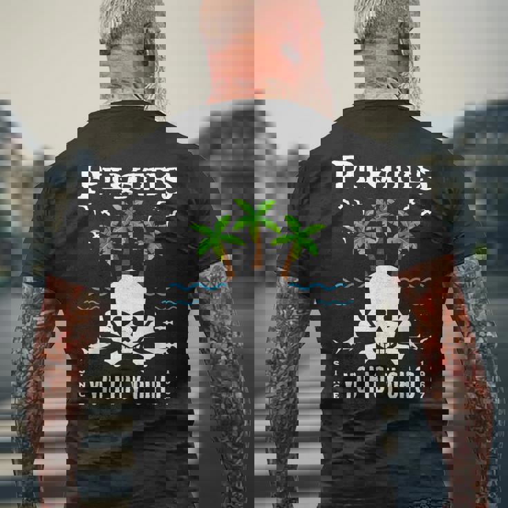 パイレーツ、カリビアン、ヨー・ホー・ヨー・ホ、スカル、テーマパーク、ライド メンズTシャツ バックプリント 高齢者への贈り物