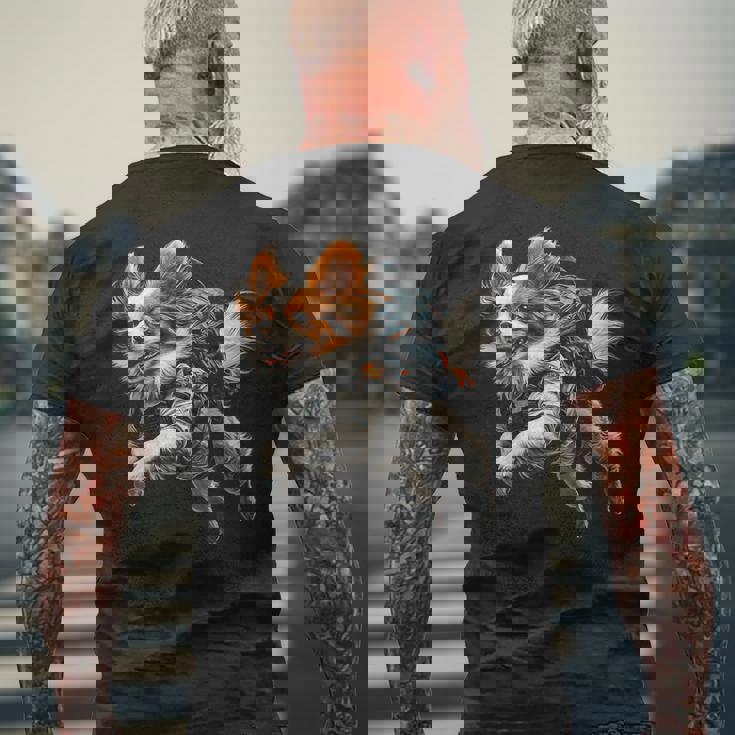 パピヨン 犬 モチーフ ペット イラスト パピヨン メンズTシャツ バックプリント 高齢者への贈り物