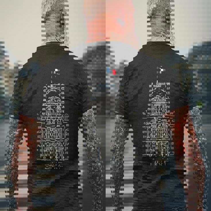 パリ、ルーブル美術館、手描きルーブル宮殿、フランス 長袖tシャツ メンズTシャツ バックプリント 高齢者への贈り物