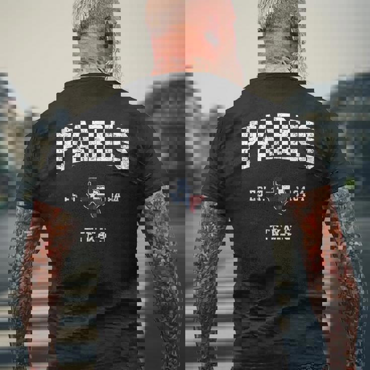 パリテキサスtx ビンテージ州旗スポーツデザイン メンズTシャツ バックプリント 高齢者への贈り物