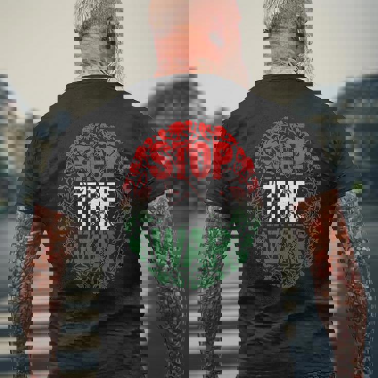 パレスチナ国旗 アラビア語タイポグラフィ パレスチナ国旗 長袖tシャツ メンズTシャツ バックプリント 高齢者への贈り物