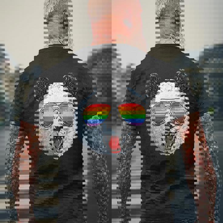 パンダ ゲイプライド Lgbt レインボーフラッグ サングラス Lgbtqギフト メンズTシャツ バックプリント 高齢者への贈り物