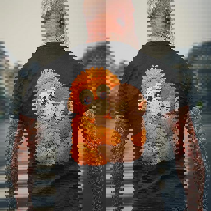 パンチくんとぬいぐるみ パンチザモンキー ニホンザル メンズTシャツ バックプリント 高齢者への贈り物