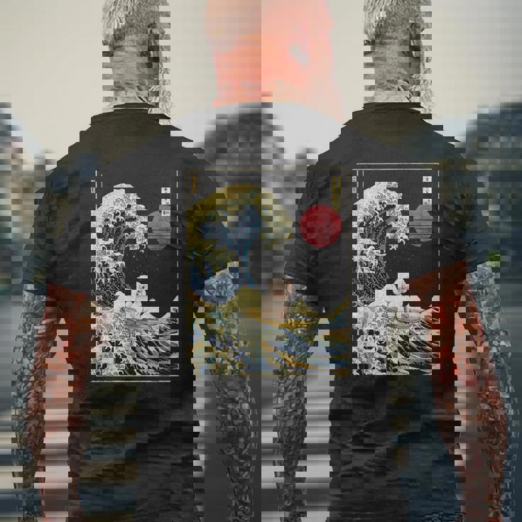 ビション・フリーゼ 日本神奈川波 おもしろサーフドッグ メンズTシャツ バックプリント 高齢者への贈り物