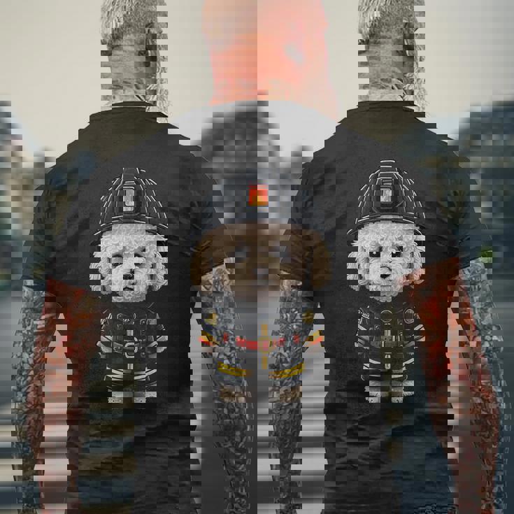 ビション・フリーゼ 消防士の消防士 ビション・フリーゼ メンズTシャツ バックプリント 高齢者への贈り物