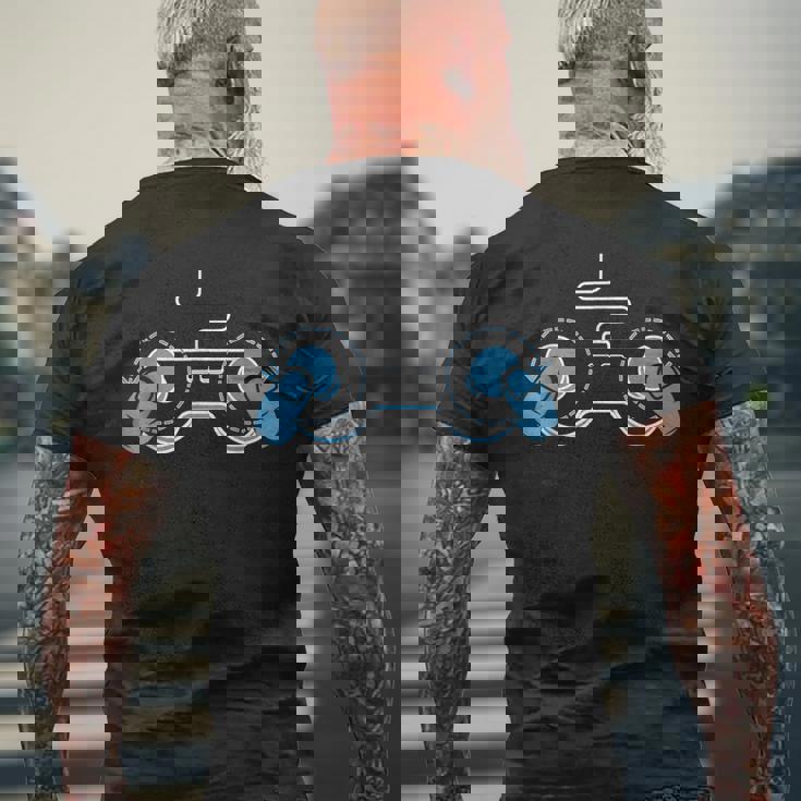 ビデオゲームコントローラー おもしろおっぱい ゲーマー メンズTシャツ バックプリント 高齢者への贈り物