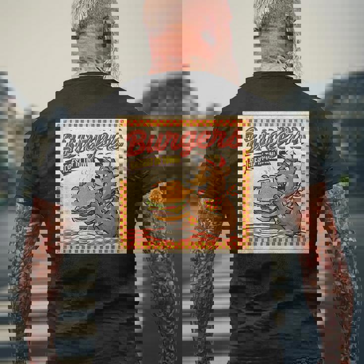 ビンテージ Burgers Biggest In Town ベア ハンバーガー ショップ メンズTシャツ バックプリント 高齢者への贈り物