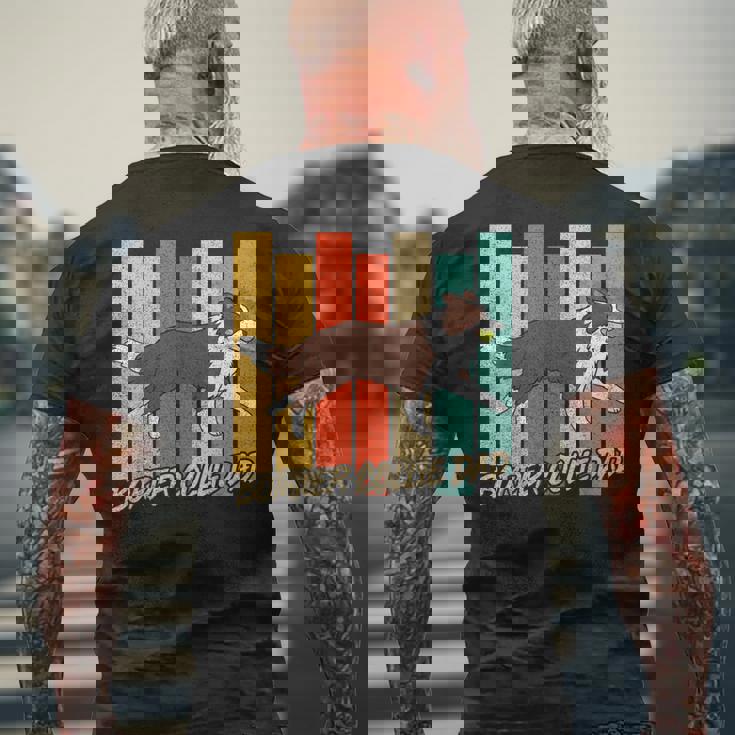 ビンテージ レッドボーダーコリー 犬 お父さん 犬 飼い主 父の日 メンズTシャツ バックプリント 高齢者への贈り物