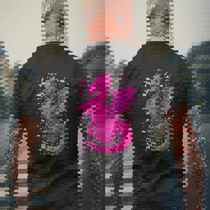 ピンクファンタジー ドラゴンと星 長袖tシャツ メンズTシャツ バックプリント 高齢者への贈り物