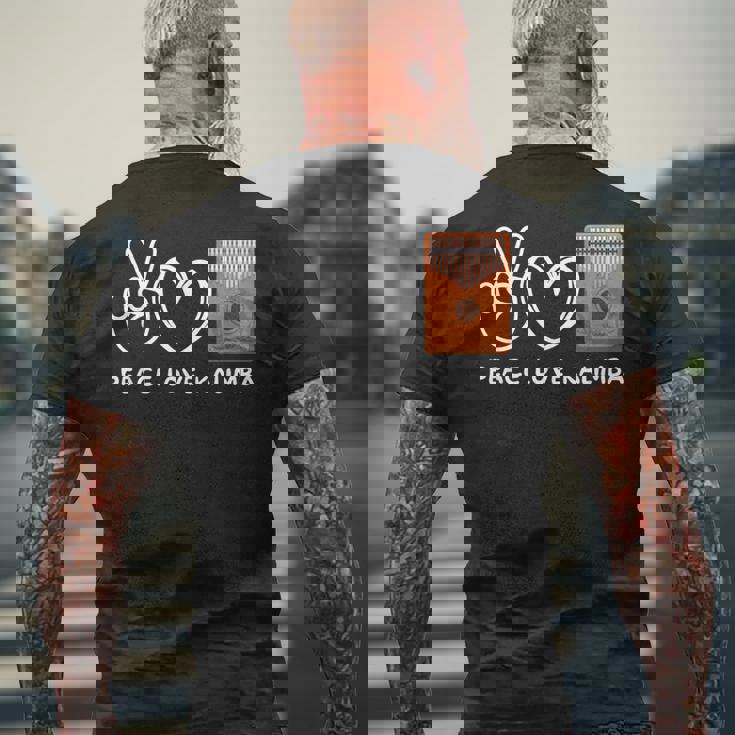 ピース、ラブカリンバレトロカリンバラバー メンズTシャツ バックプリント 高齢者への贈り物