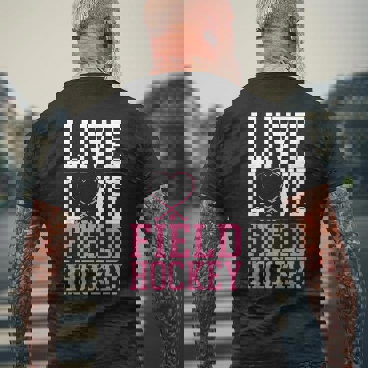 フィールドホッケー ライブ ラブ フィールドホッケー メンズTシャツ バックプリント 高齢者への贈り物