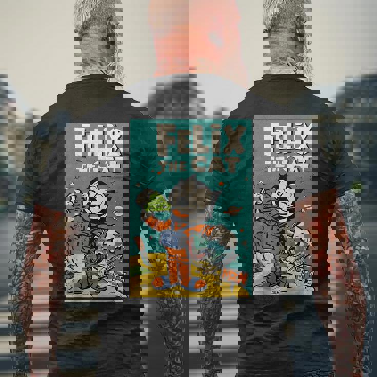 フェリックス・ザ・キャット・ムーン・ドリーマー レトロ1920年代天体アニメーション メンズTシャツ バックプリント 高齢者への贈り物