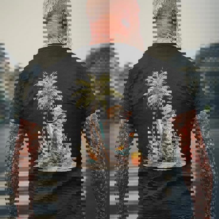 フェレット 果物 スキムボード ビーチツリー 動物 モチーフ フェレット メンズTシャツ バックプリント 高齢者への贈り物