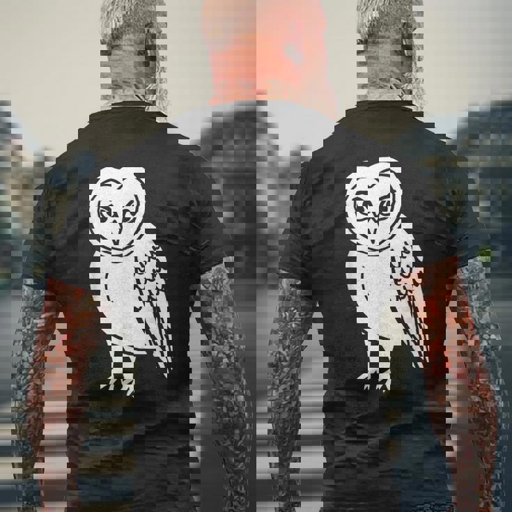 フクロウ愛好家 メンフクロウ かわいい 白い鳥 精神 動物 自然 アート メンズTシャツ バックプリント 高齢者への贈り物