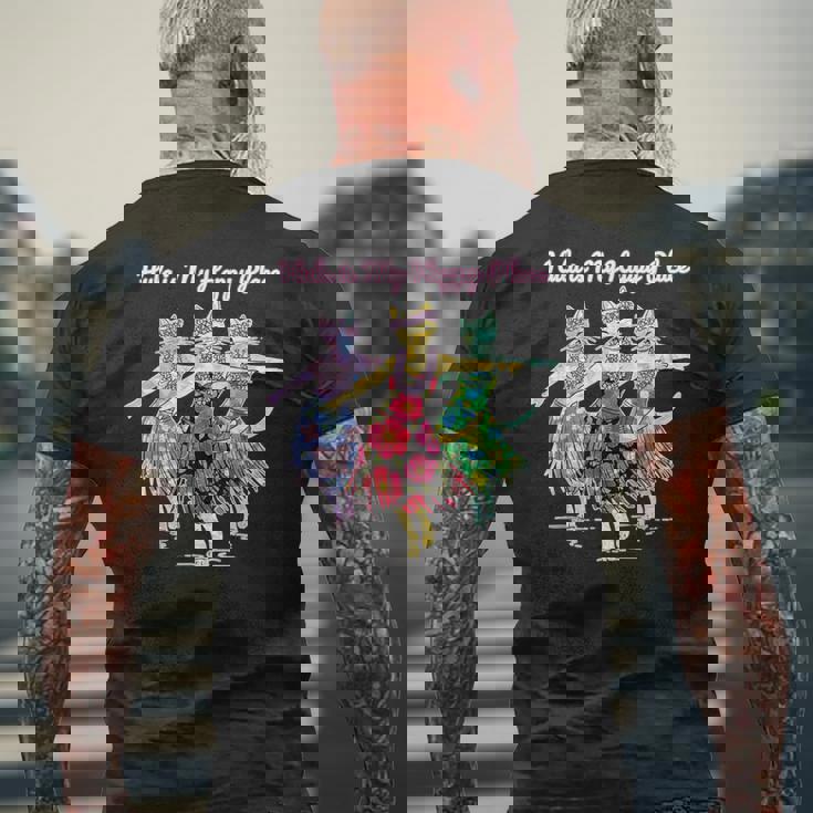 フラダンスを踊る猫 メンズTシャツ バックプリント 高齢者への贈り物