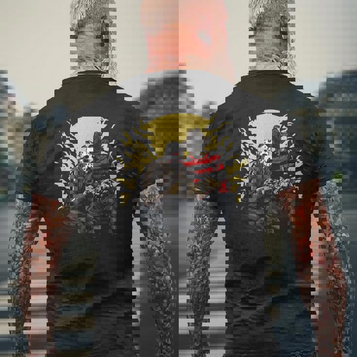 フレディ・アンド・ジェイソン・ゲーミング メンズTシャツ バックプリント 高齢者への贈り物