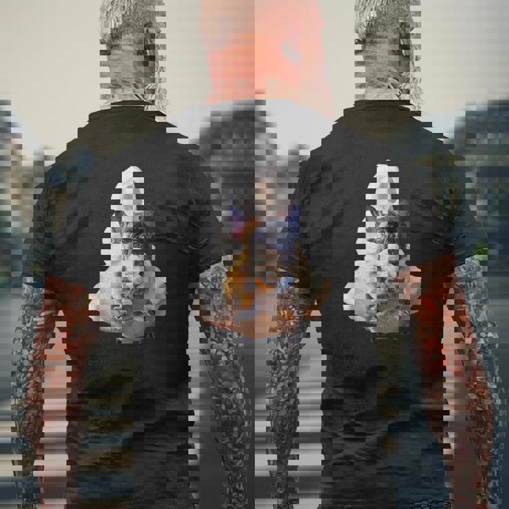 フレンチブルドッグ 犬 アイスクリームを食べる犬 面白い かわいい メンズTシャツ バックプリント 高齢者への贈り物