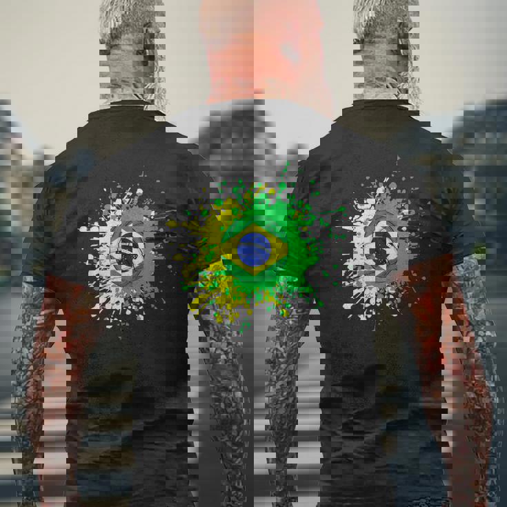ブラジルの旗が付いたブラジルのバレーボール メンズTシャツ バックプリント 高齢者への贈り物