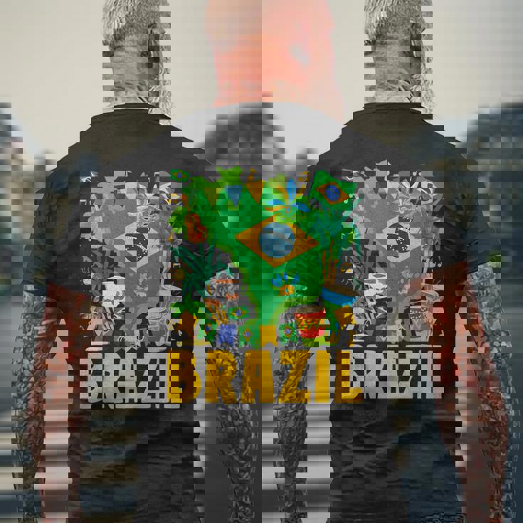 ブラジル国旗衣装のアイデア ブラジル&ブラジルの国旗 メンズTシャツ バックプリント 高齢者への贈り物