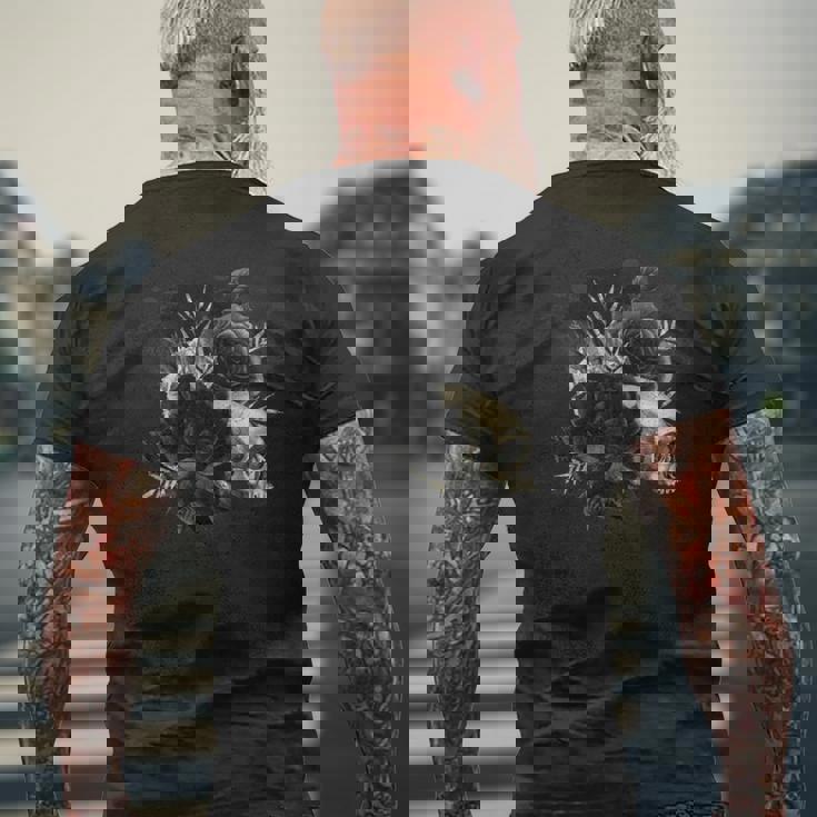 ブラックローズフラワーとスカルアート グランジスタイル 長袖tシャツ メンズTシャツ バックプリント 高齢者への贈り物