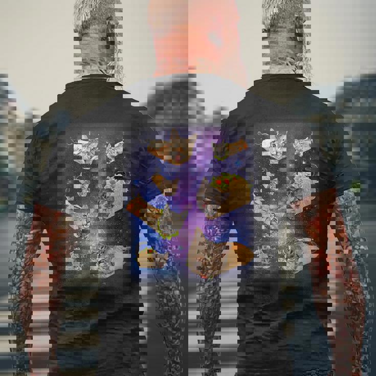 ブリトー猫とタコスキャット 宇宙 ギャラクシー ミーム タコキャット 愚かな メンズTシャツ バックプリント 高齢者への贈り物