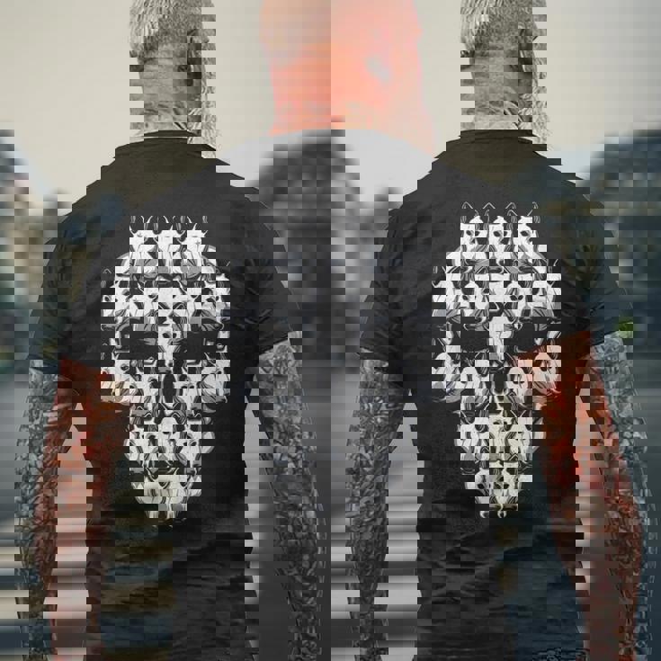 ブルテリア スケルトン ハロウィン コスチューム 怖い メンズTシャツ バックプリント 高齢者への贈り物