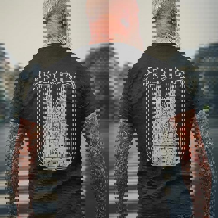 プラハ チェコ共和国 Ex チェコスロバキア お土産 プラハ メンズTシャツ バックプリント 高齢者への贈り物