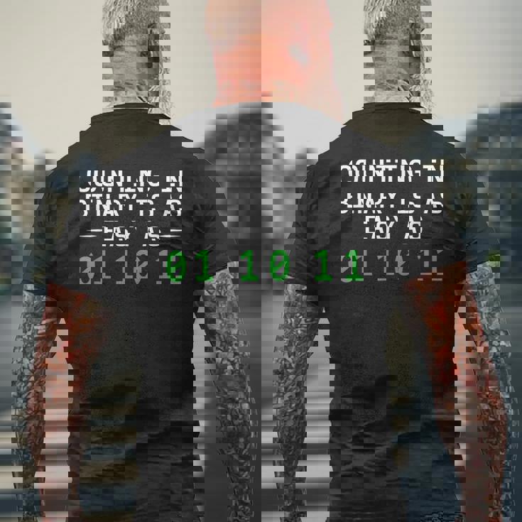 プログラマー カウントイン バイナリコード バイナリコーディング メンズTシャツ バックプリント 高齢者への贈り物