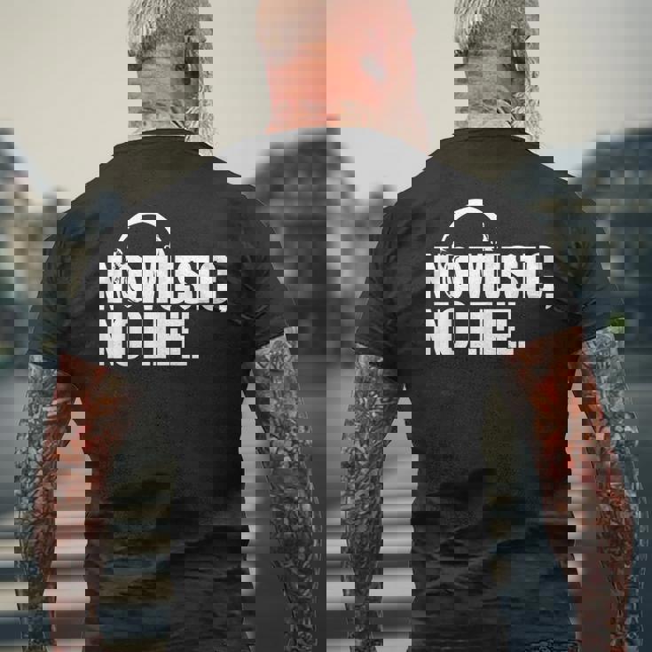 ヘッドホン No Music No Life Music Lover メンズTシャツ バックプリント 高齢者への贈り物