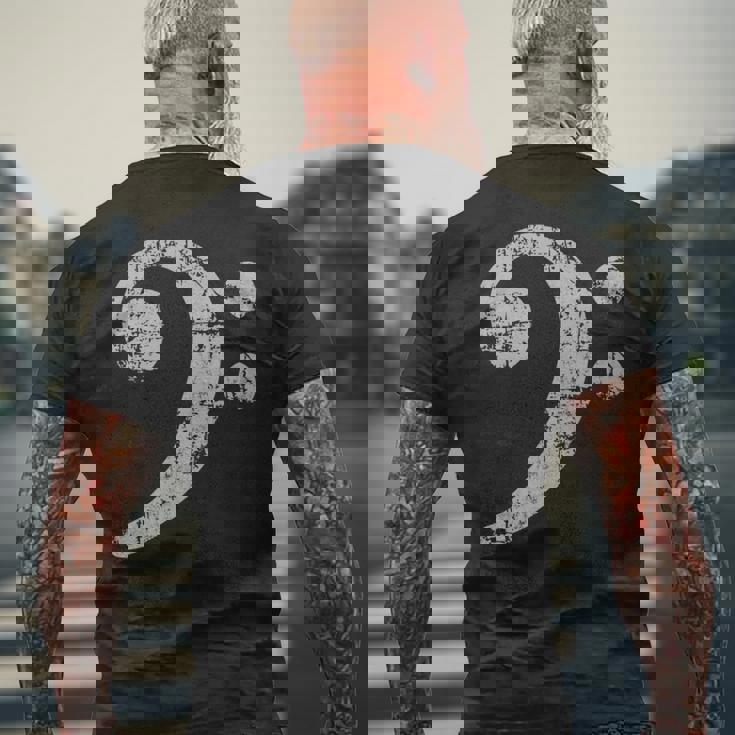 ベースト音記号ヴィンテージグレー ベースシスト低音プレーヤー 長袖tシャツ メンズTシャツ バックプリント 高齢者への贈り物