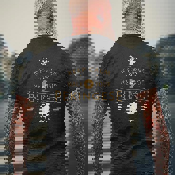 ペキニーズ 犬種 メンズTシャツ バックプリント 高齢者への贈り物