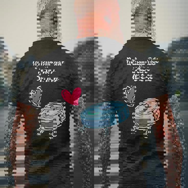 ペットのように ロボット掃除機 ロボット掃除機 メンズTシャツ バックプリント 高齢者への贈り物