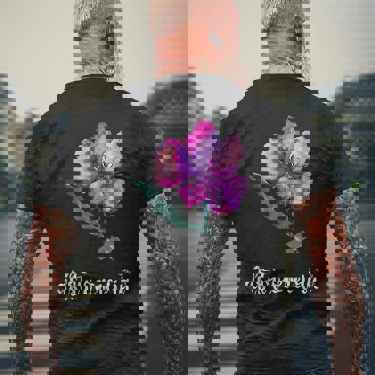 ペルー百合が大好きなアルストロメリアフラワー ピンク 2023 メンズTシャツ バックプリント 高齢者への贈り物