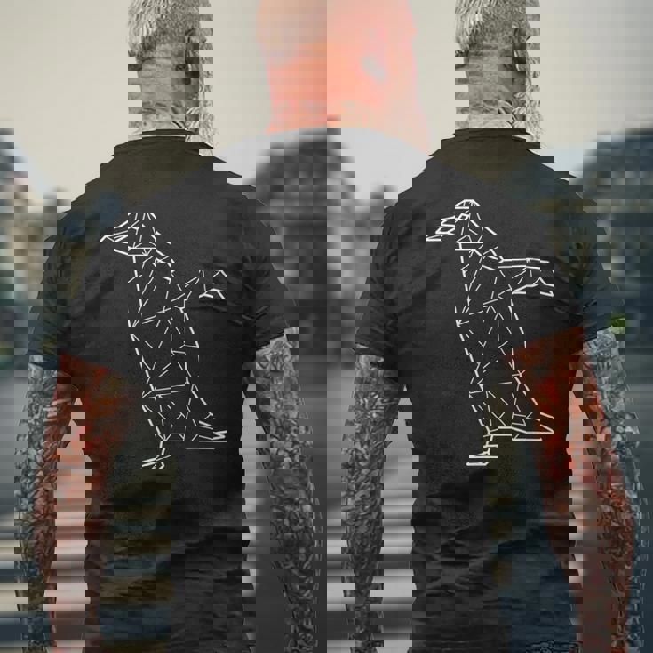 ペンギン 幾何学的 ミニマリスト 幾何学的 多角形 ラインアート メンズTシャツ バックプリント 高齢者への贈り物