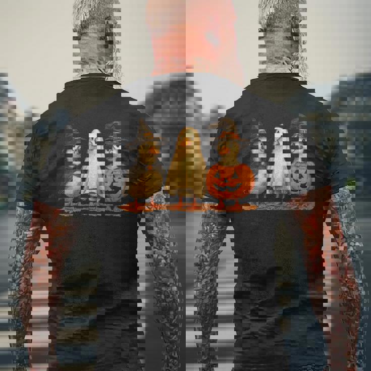 ペンギン 魔女 ゴースト パンプキン トリオ ハロウィン 楽しい 長袖tシャツ メンズTシャツ バックプリント 高齢者への贈り物