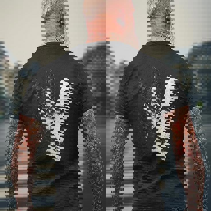 ボストンテリア ピアノ ピアニスト 犬好き メンズTシャツ バックプリント 高齢者への贈り物