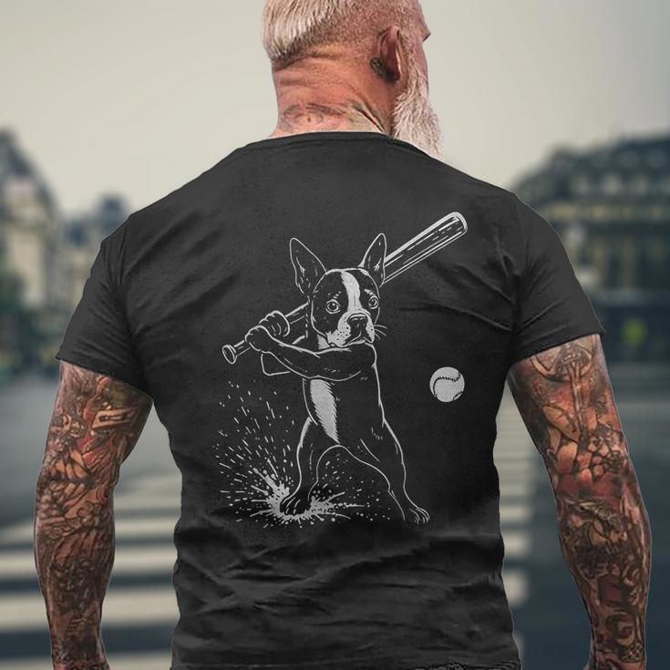 ボストンテリア 野球 スポーツ 犬好き メンズTシャツ バックプリント 高齢者への贈り物