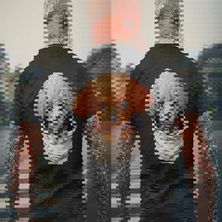 ポケットから覗く トイプードル 可愛い 犬 かわいい 子犬 犬好き 犬の飼い主 愛犬家 メンズ レディース キッズ メンズTシャツ バックプリント 高齢者への贈り物