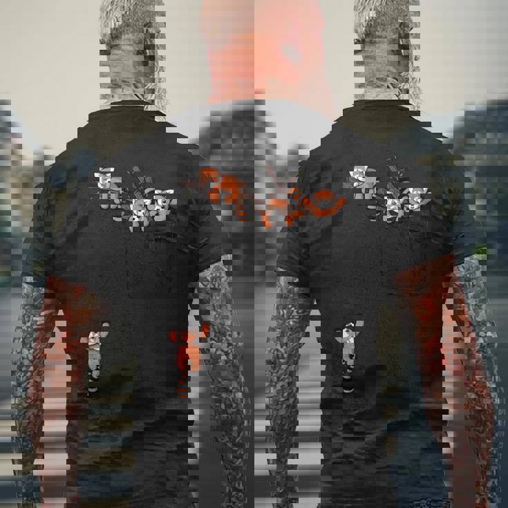 ポケットシリーズ かわいいレッサーパンダ くまの遊び 長袖tシャツ メンズTシャツ バックプリント 高齢者への贈り物