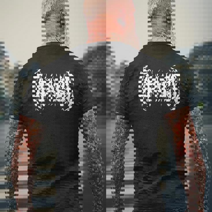 ポップミュージック。デスメタル、ゴシックブラックメタルバンド ファニーアイロニック メンズTシャツ バックプリント 高齢者への贈り物