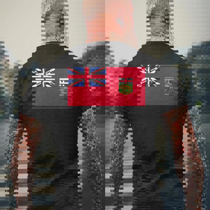 マニトバ州 紋章 カナダ国旗 ウィニペグ メンズTシャツ バックプリント 高齢者への贈り物