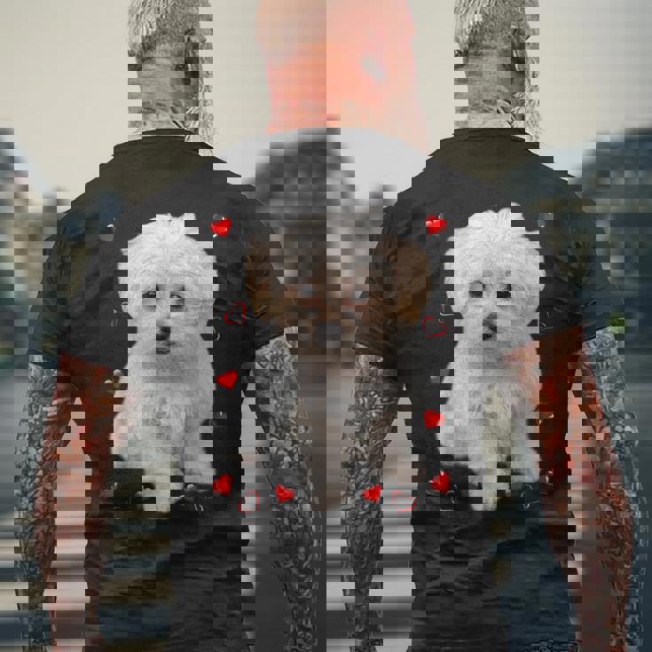マルチーズ 犬 オーナー ラバー デザイン 子犬 ハート デザイン メンズTシャツ バックプリント 高齢者への贈り物