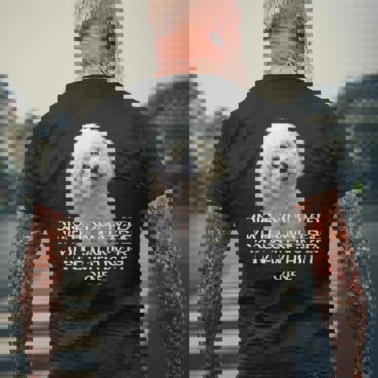 マルチーズ犬愛好家 子犬オーナー 真の愛 引用句デザイン メンズTシャツ バックプリント 高齢者への贈り物